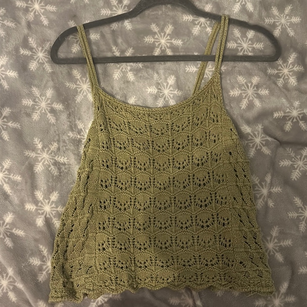 American Eagle Olive Green Crochet Women’s Top